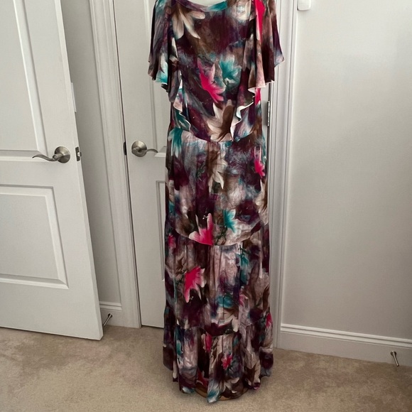 Soft Surroundings Watercolor Floral Maxi Dress, M Tall - Picture 3 of 8